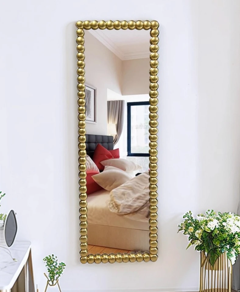 

American French retro full-length mirror wall-mounted household home cream style full-length mirror cloakroom