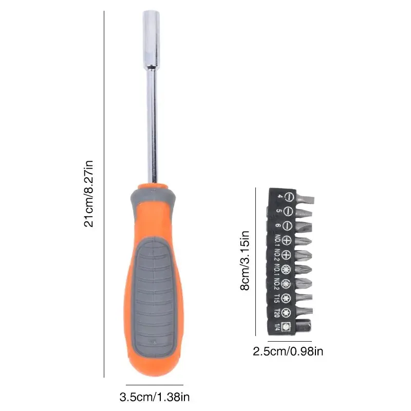 Screwdriver for Connecting 1/4 Batch Head Socket Accessories with a 6.35mm Hexagonal Screwdriver