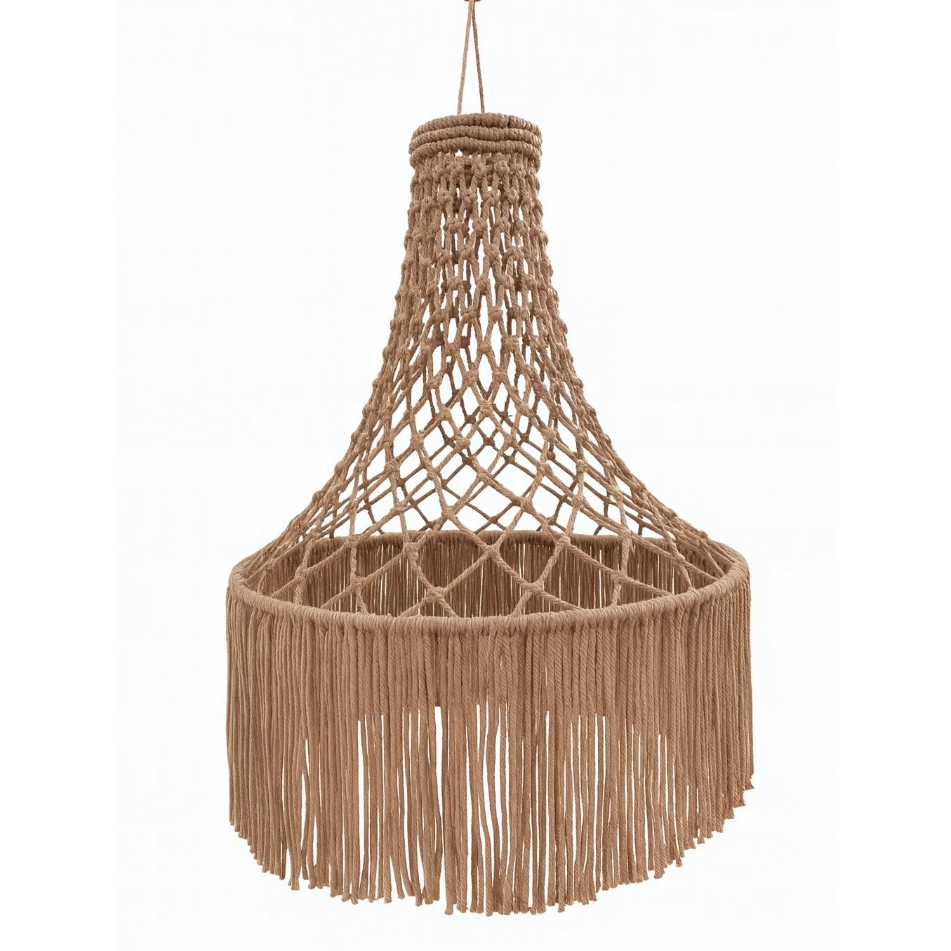 #￥Bohemian Cotton Macrame Lampshade with Vertical Fringe Design Irregular Shape for Home Decor