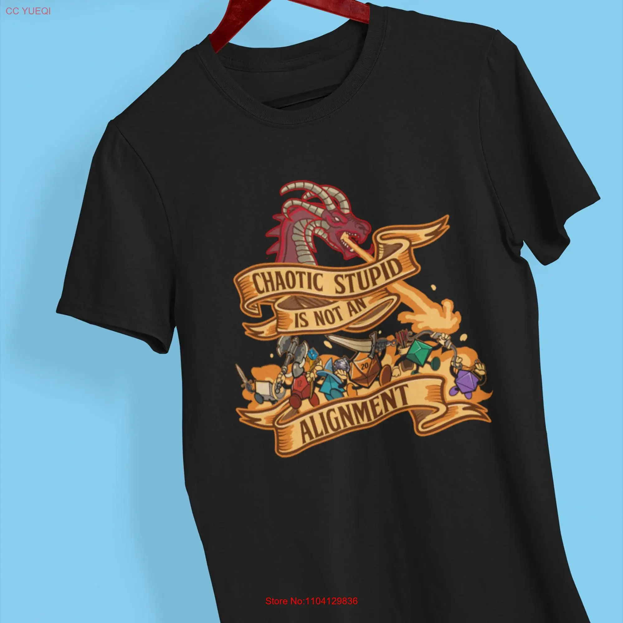 Funny Dnd T Shirt Chaotic Stupid Is Not An Alignment Roleplaying Dungeon And Dragon D D20  long or short sleeves