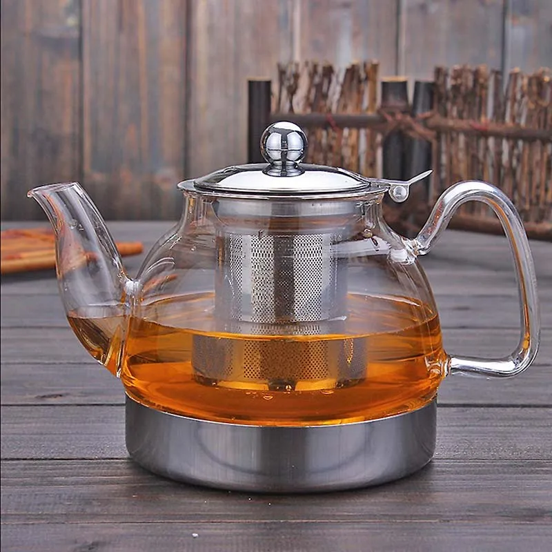 Glass Flower Teapot Heat Resistant Glass Teapot With Infuser Induction Gas Stove Teapot Electromagnetic Furnace Kettle