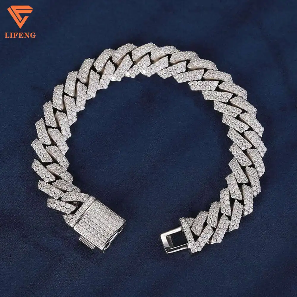 

Hip Hop Jewelry Round Cut 14mm Cuban Link Chain Iced Out Vvs Moissanite Diamond Hiphop Cuban Link Bracelet