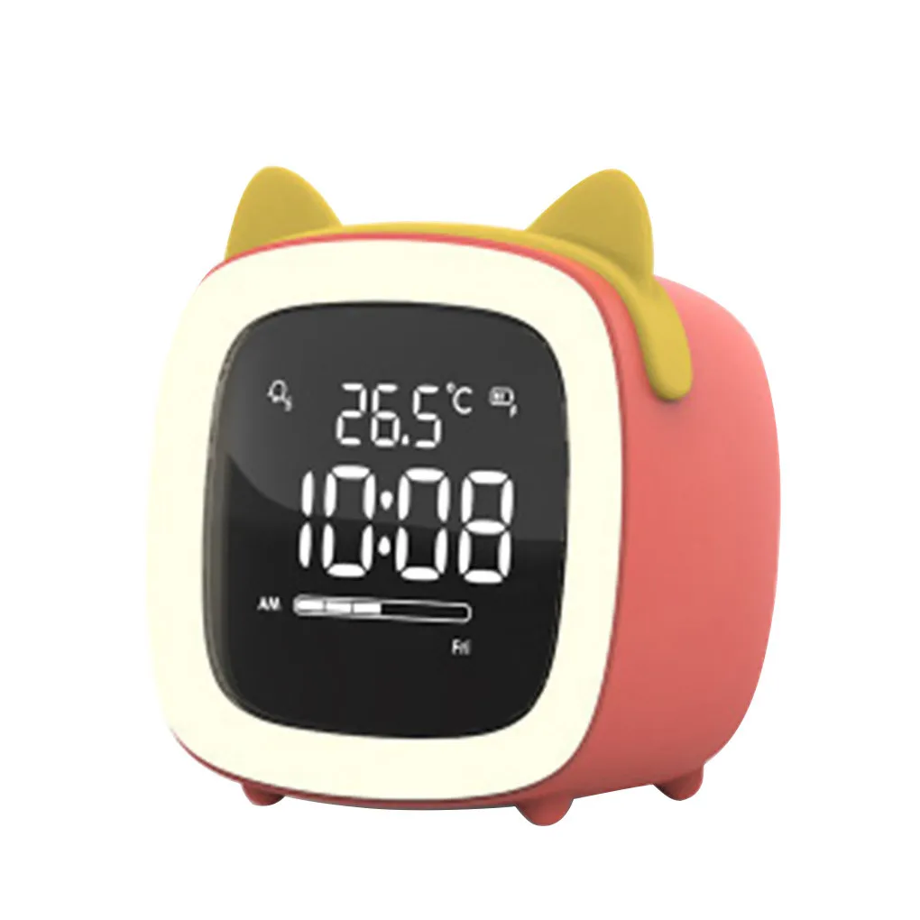 Cartoon Mini Alarm Clock Student Silent Bedroom Night Light Kids Digital Lighting Table Lamp Type 3