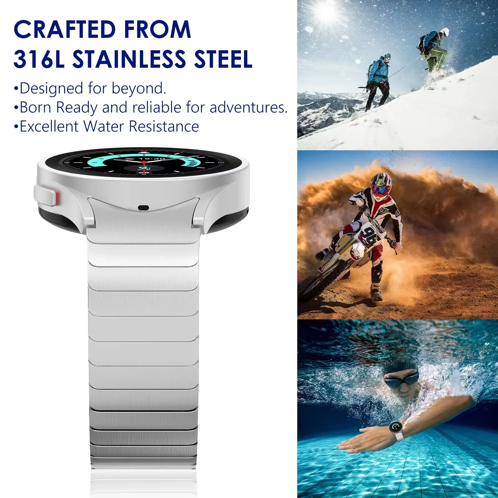 Cinturino in metallo per Samsung Galaxy Watch 6 4 Classic 47mm 46mm 43mm 42mm No Gap Bracciale Orologio da polso 7 6 5 4 40mm 44mm Cintura