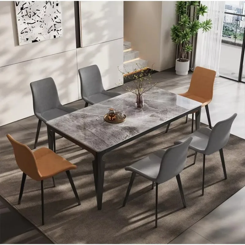 

Luxury Modern Dinner Table Sintered Stone Dining Table Steel Base Simple Design Dining Table For 4 And 6 People Dinning Room Set