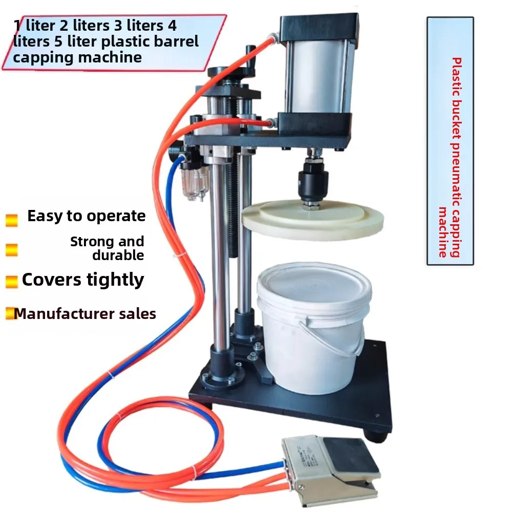 

1L-5L small plastic bucket capping machine Paint bucket capper Food bucket sealer Pneumatic sealing machine