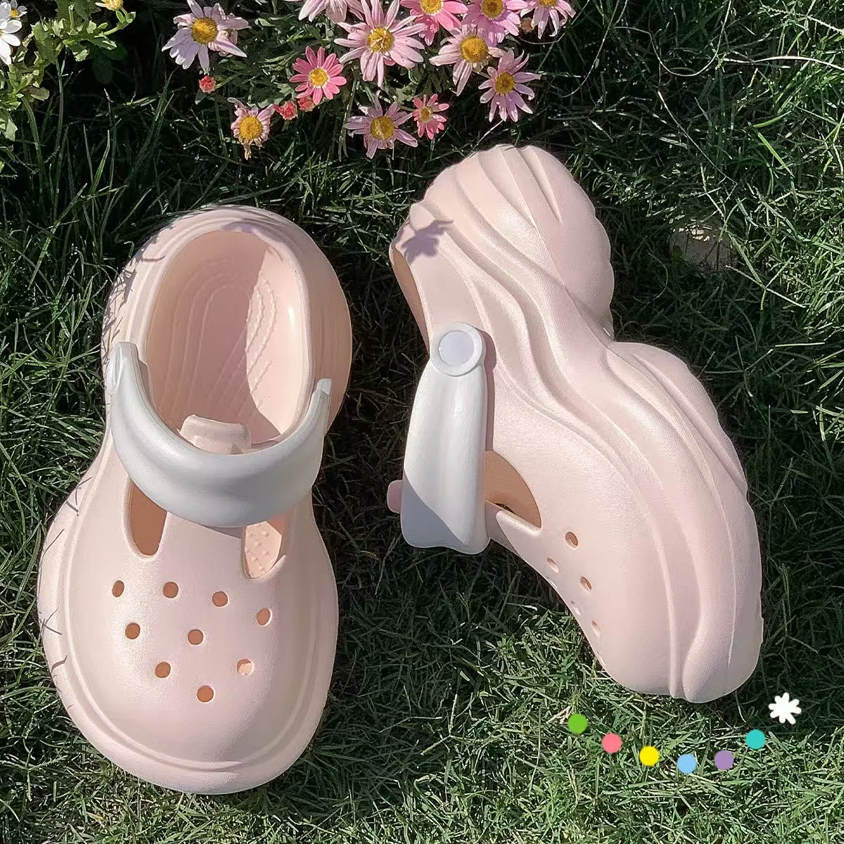 

Women's EVA platform sandals summer new hole shoes wear beach shoes cartoon height-increasing outdoor sandals
