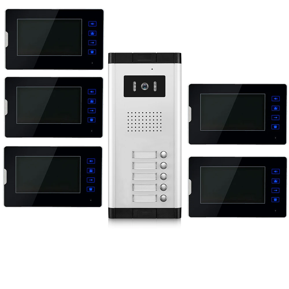 2/3/4/5 Apartments Video Intercom System Smart Video Doorbell Door Phone for Home Monitor Night Vision Camera