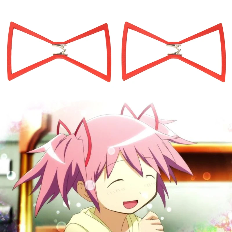 

Anime Puella Magi Madoka Magica Kaname Madoka Cosplay Headwear Bow Hairclip Duckbill Clip Hairpin Girls Hair Accessories Jewelry