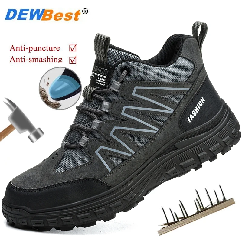 New steel head anti-smash anti-puncture men's lightweight breathable comfortable safety shoes fashion wear-resistant