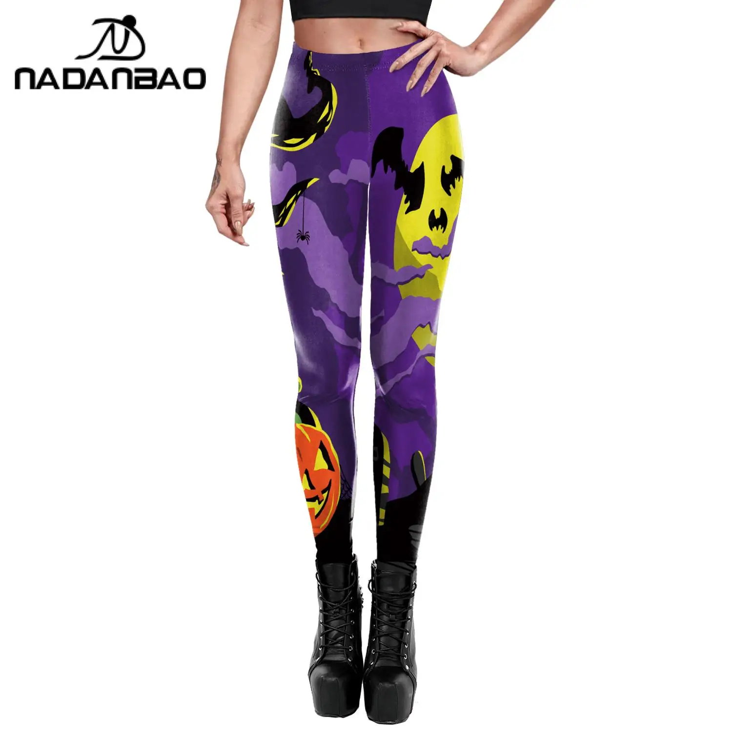 Nadanbao-mallas sin costuras para mujer, Leggings de cintura media con estampado de medianoche, ajustados, de secado rápido, elásticos, para entrenamiento