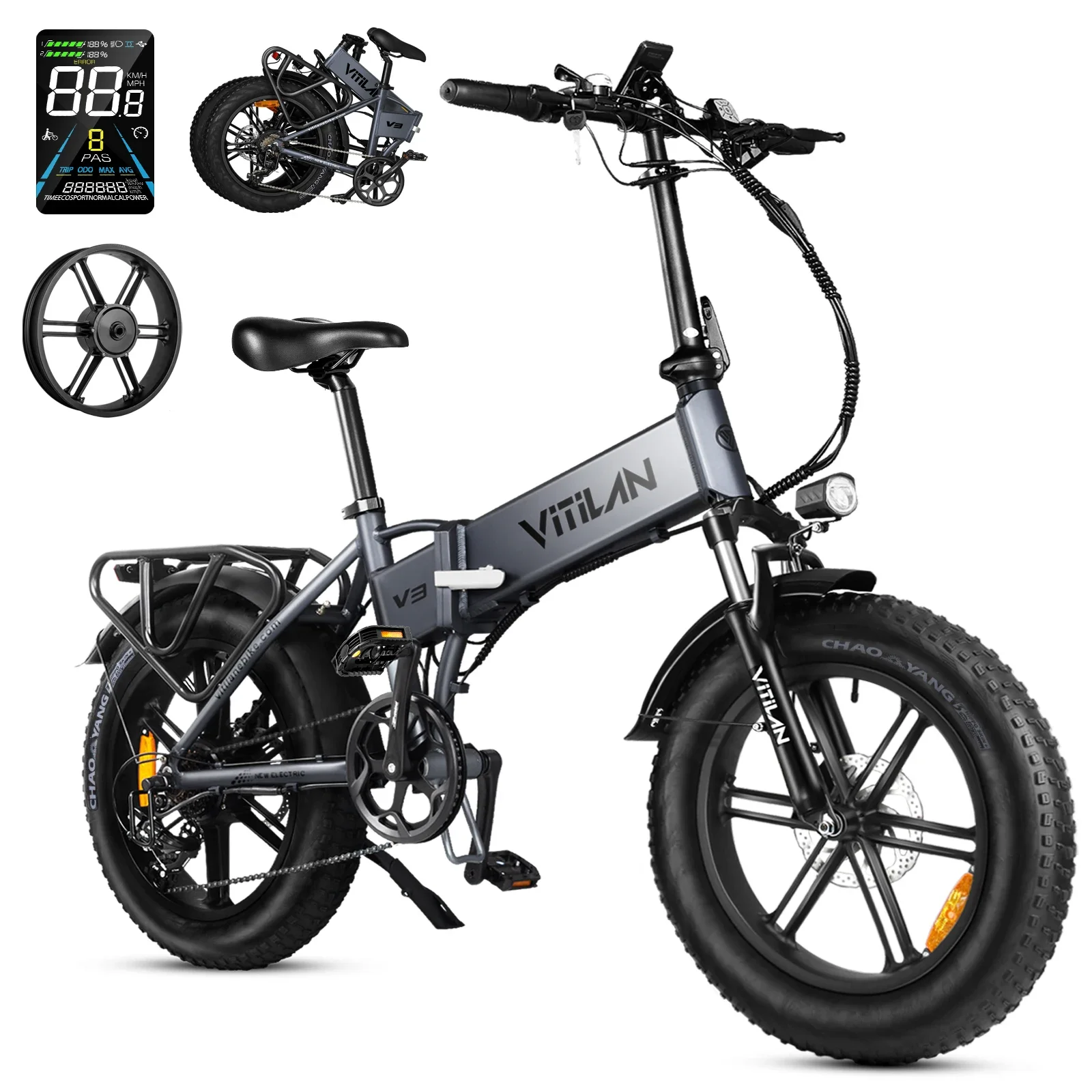 AliExpress NONE VITILAN V3 2.0 Electric-bicycle For Adults 750W Folding E-Mountain bike 48V13AH 20 inch Fat Tire Off Road Electric Bike