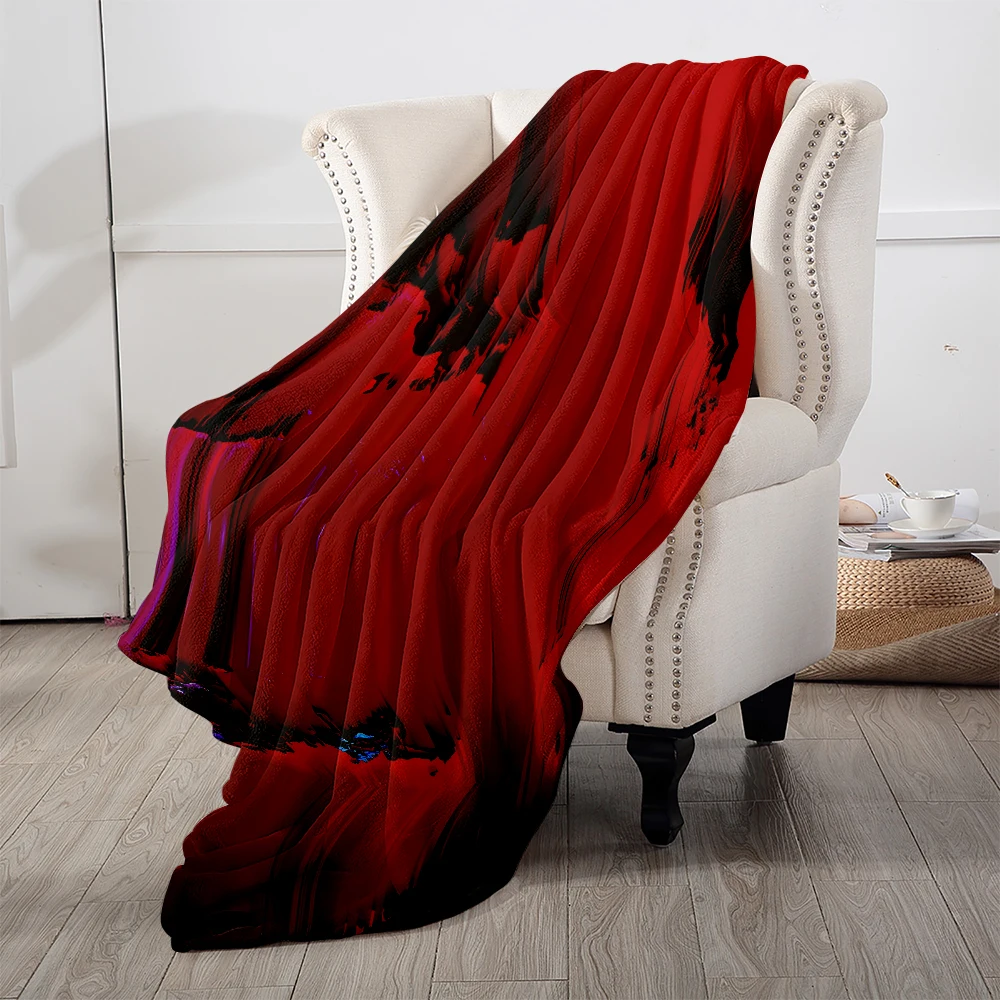 Red Glitch Art Black Warm Flannel Fleece Blanket Thick Soft Cozy Throw Blanket for Winter Bed Couch Plush Bedspread
