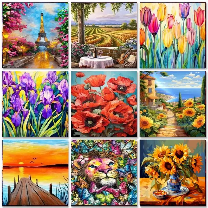 

CHENISTORY Oil pictures by numbers 40 50 Landsape Flowers Coloring By Numbers Acrylic Picture Diy Gift For Home Decors