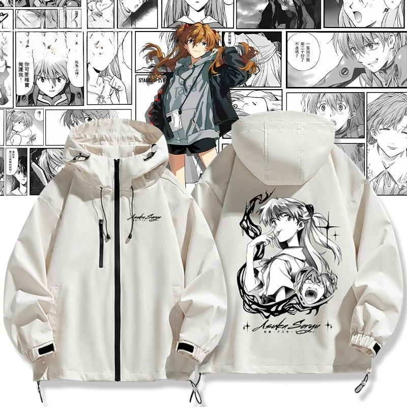 New Asuka Langley Soryu Coat Animation Peripheral Cute Cartoon Large Size Loose Jacket Casual and Versatile Japanese Kawaii