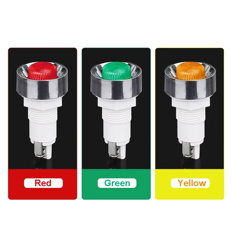 PL Indicator Light Small Signal Light Opening 12mm 6V 12V 24V 36V 110V 220V 380V Red/Green/Yellow Flame Retardant Material