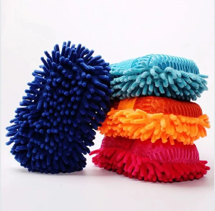 Soft Car Wash Gloves Car Cleaning Sponge Car Window Cleaning Ultrafine Fiber Chenille  Washer Sponge Brush Products