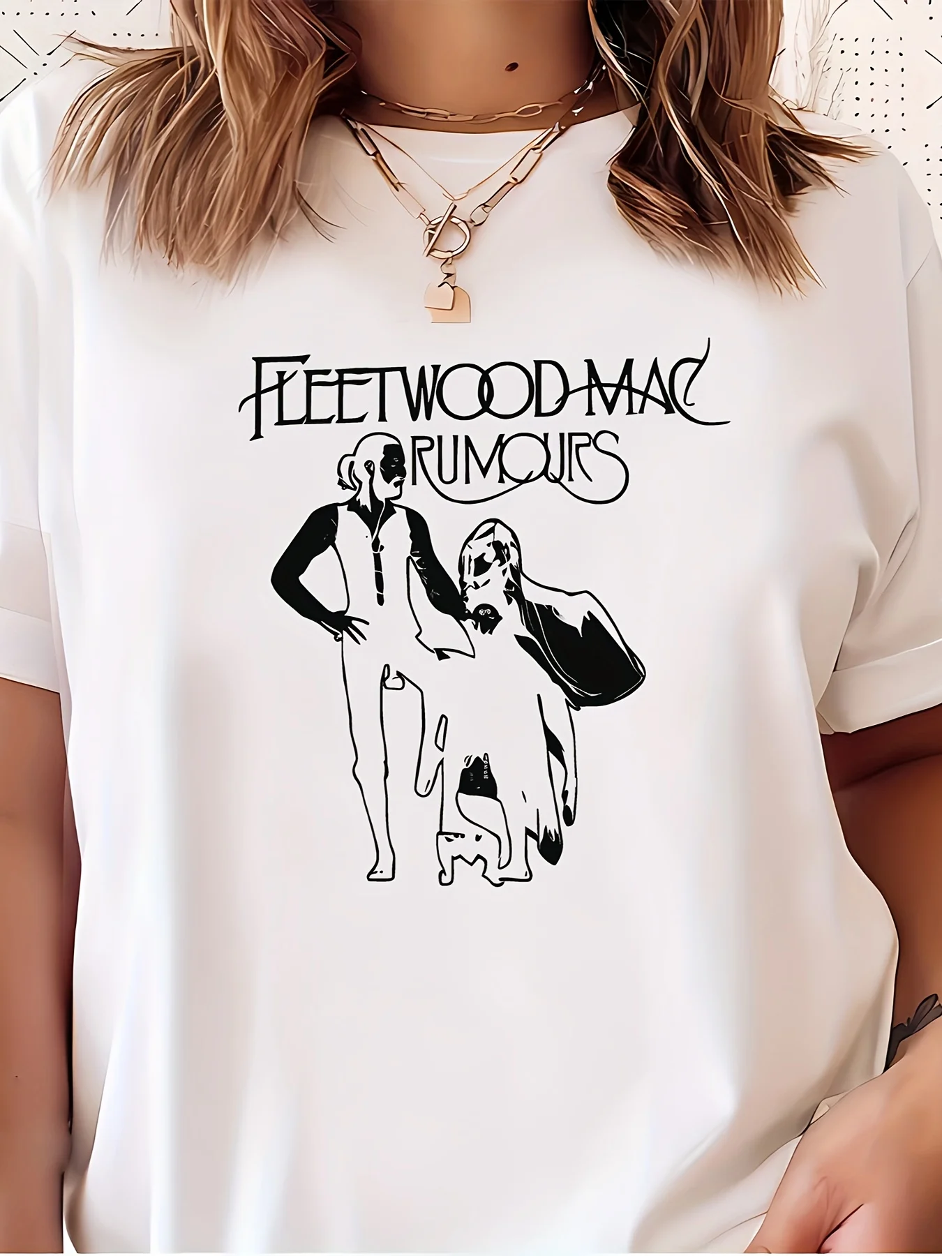 

Women'S Casual Fashionable Round Neck T-Shirt with Printed Pattern for All Seasons, Polyester Material