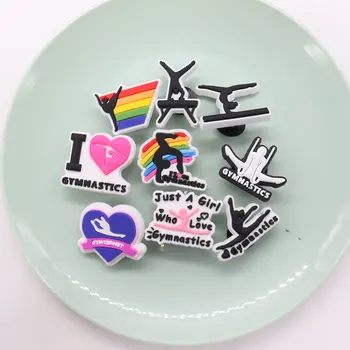 체조용 PVC 신발 참 클로그 액세서리, 스포츠 장식, 딱 맞는 배낭, 1-9 개