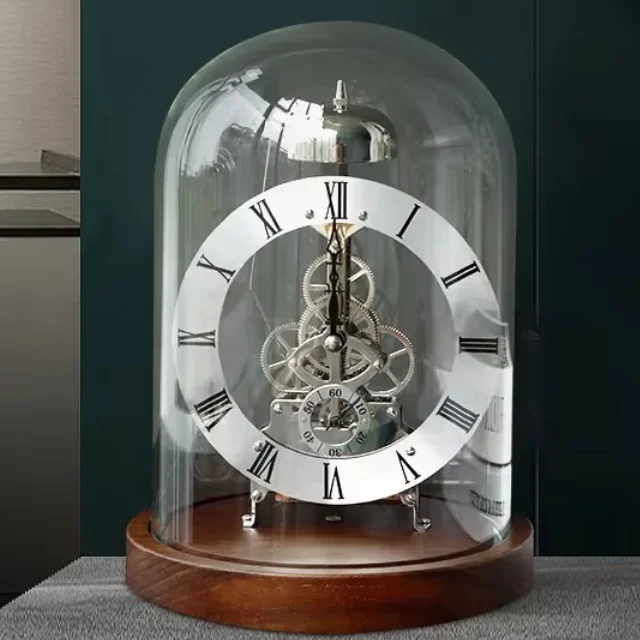 Luxury Vintage Desktop Table Clock, Silent Golden Metal Desk Clock for Bedroom Home Decor