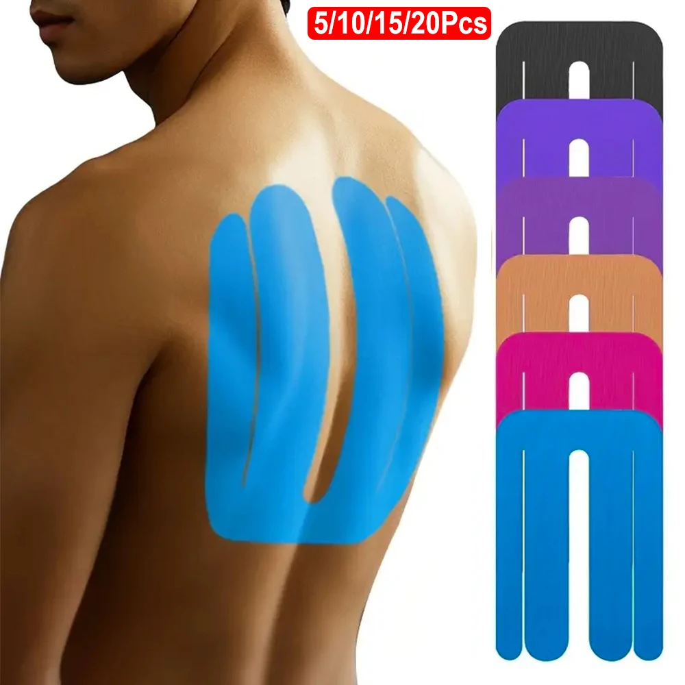 

5/10/15/20Pcs Precut Kinesiology Tape for Waist Back Support Stability Athletic Tape - Waterproof Elastic Latex-Free Sport Tape