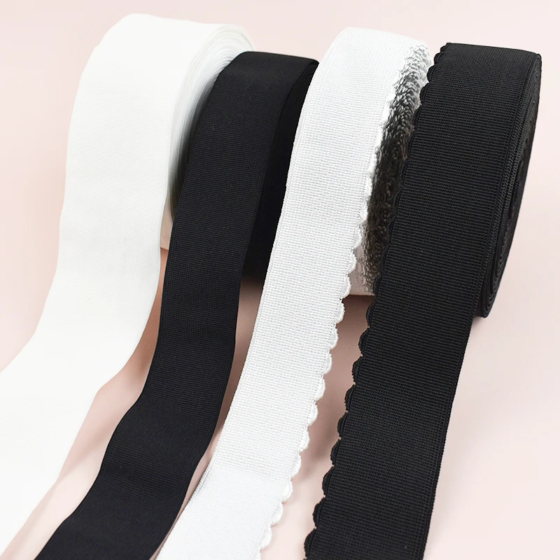 5/10M 10-50mm negro blanco costura banda elástica Nylon cinta de goma elástica ropa interior correas elásticas para diadema telar bandas