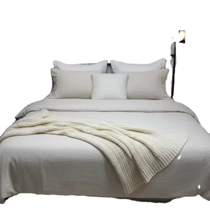 

【CHIMU HOME】 4 Piece Organic Linen Duvet Cover Set for Eco Friendly Breathable Reversible Soft Bedding with Button Closure