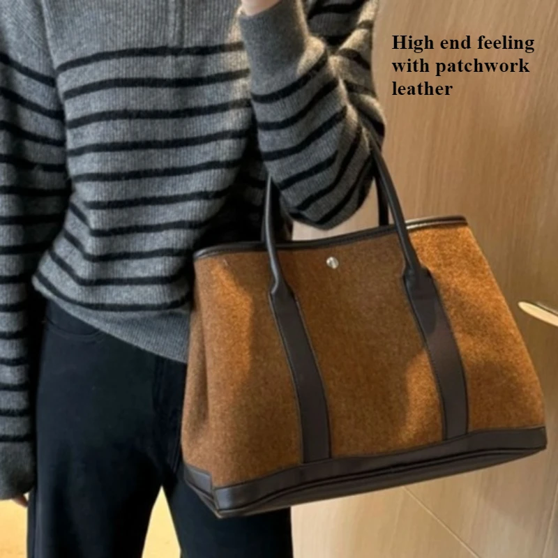 

Premium feeling patchwork garden bag, women's bag versatile for autumn and winter, hand-held single shoulder, crossbody tote bag