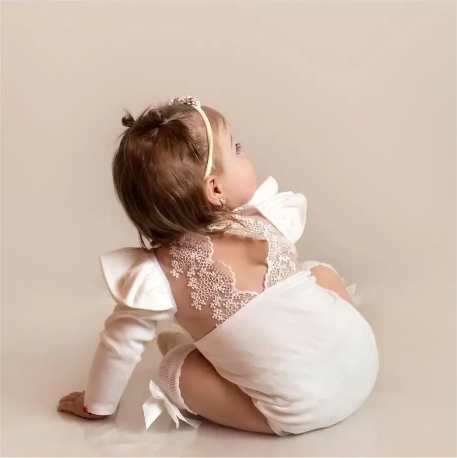 INS Baby Girl Cotton Lace Backless Romper Dress Body Suit Todder Girls Clothes Newborn Bodysuit Dance Costume Infant Clothing