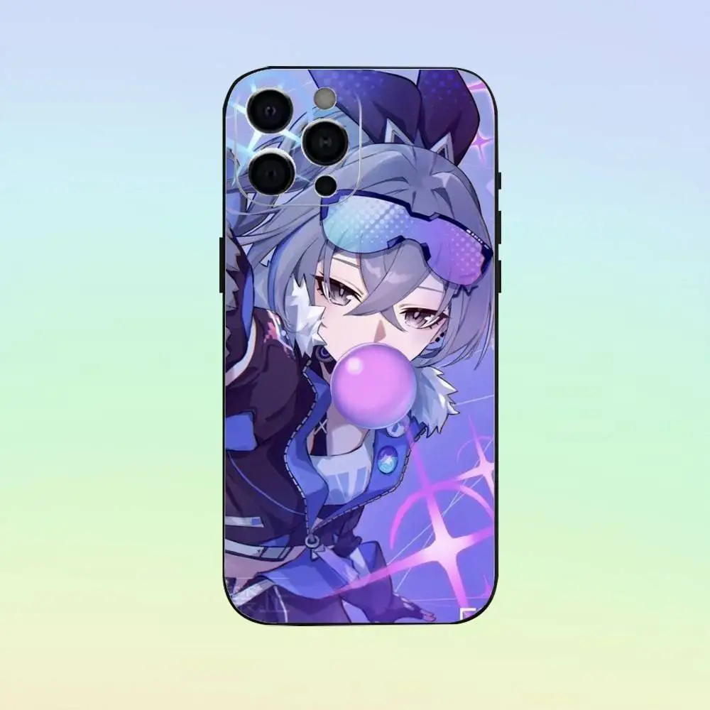 Honkai الفضة لعبة الذئب جراب هاتف سيليكون لينة آيفون 17 16 15 14 13 12 11 أسود لينة غطاء من السيليكون