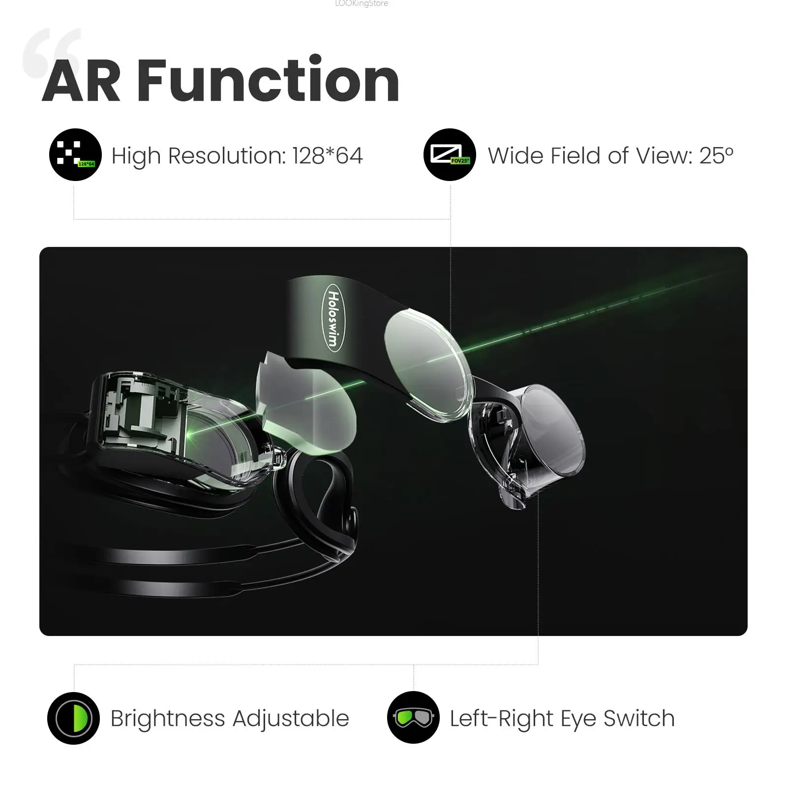 Holoswim 2 Pro AR نظارات السباحة الذكية مكافحة الضباب نظارات السباحة جهاز تعقب للياقة البدنية عرض في الوقت الحقيقي للسباحة