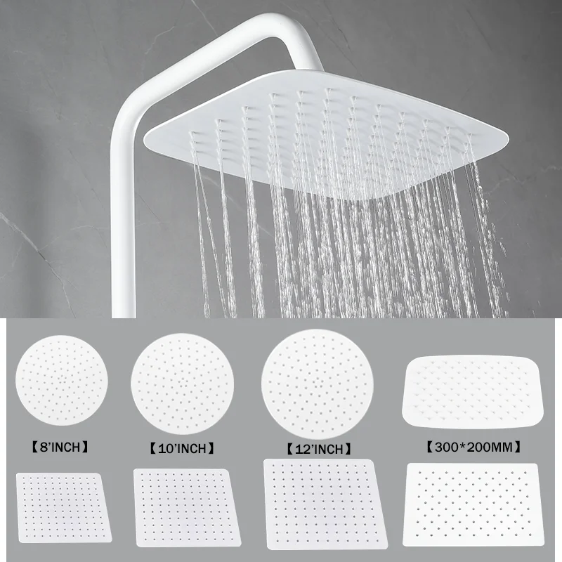 

White Stainless Steel Handheld Shower Head Rainfall Bath Sprinkler 8/10/12 Inch Water Saving Rain Shower Hand Sprayer