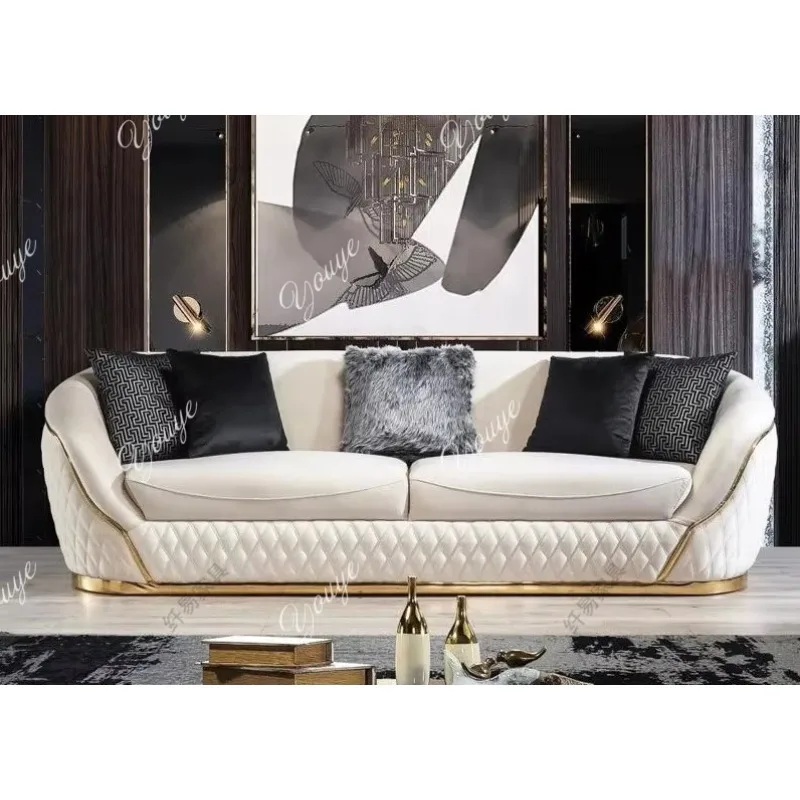 

XM European Velvet Sofa Modern Simple Size Apartment Living Room Italian Light Luxury Leather Straight-row Sofa Combination
