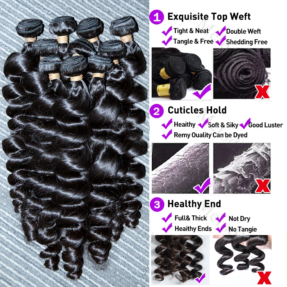 Melodie Loose Wave Human Hair Bundles 3 4 Deals 12A Grade 100% Raw Virgin Hair Extension Unprocessed 40 Inch Brazilian For Women