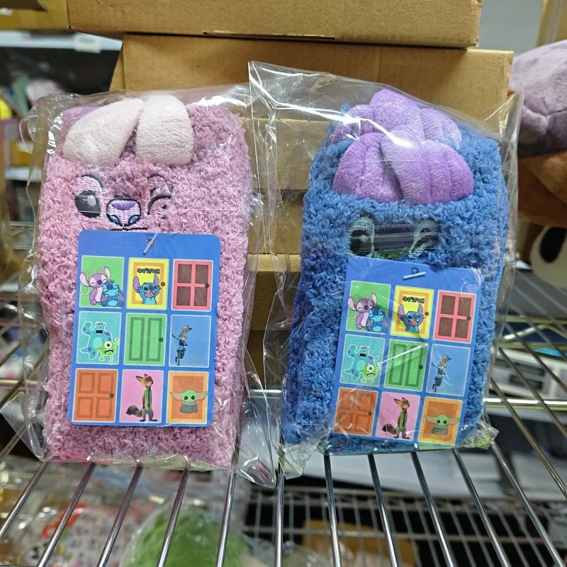 

Disney Lilo & Stitch Angel Big Ears coral fleece Socks couple Home Funny Warm mid tube floor socks Wholesale of Christmas gifts