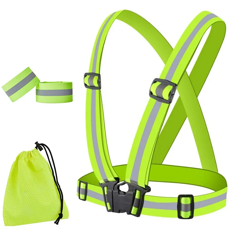 

Highlight Reflective Straps Night Running Riding Clothing Vest Adjustable Safety Vest Elastic Band For Adults and Children