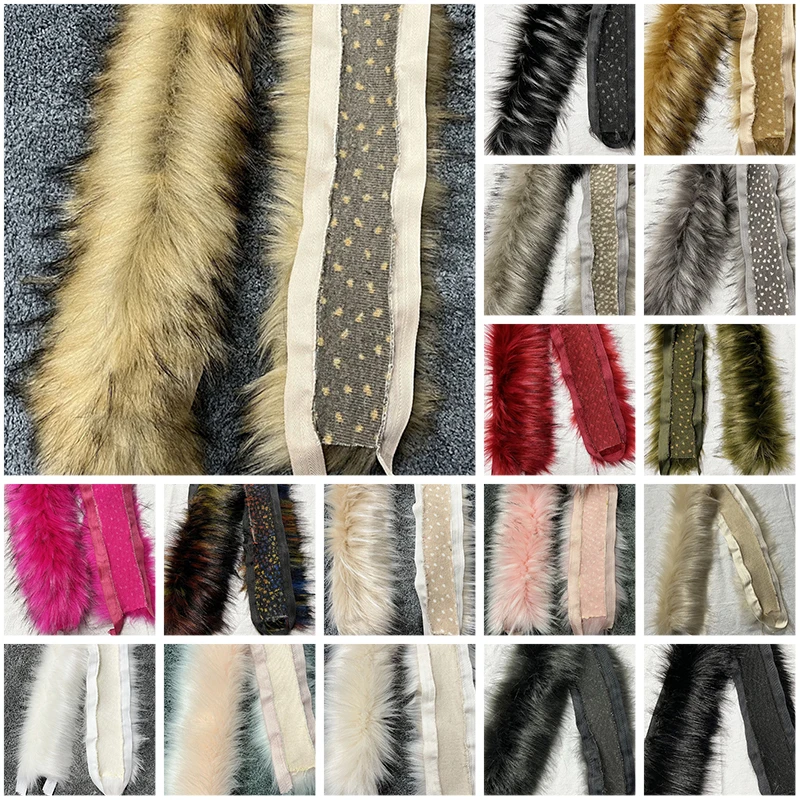 1M Imitation Raccoon Fur Collar Lace Thick Plush Faux Fur Trim for DIY Scarf Hat Coat Winter Clothing Sewing Craft Accessories