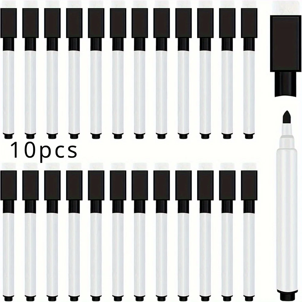 

Маркеры для сухого стирания с колпачком-ластиком — маркеры для протирания досок со средним наконечником, черные чернила и белые остатки для школы, офиса, домашнего использования