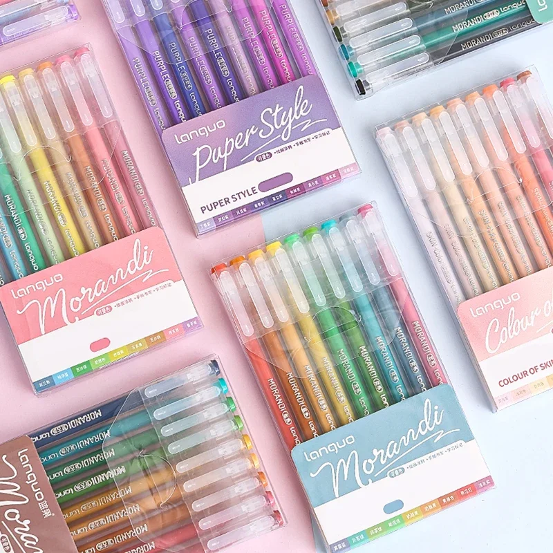 

9pcs/set Morandi Color Gel Ink Pen Set, Large-Capacity Multi-Color Pens for Student Handbook Marker & Art Drawing, Fast Drying