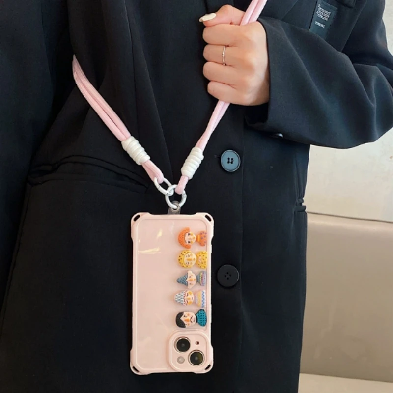 Anti-Theft Phone Case with Wrist Strap & Crossbody Strap for iPhone 15 Pro Max, Cute 3D Doll Design, Shockproof for Android