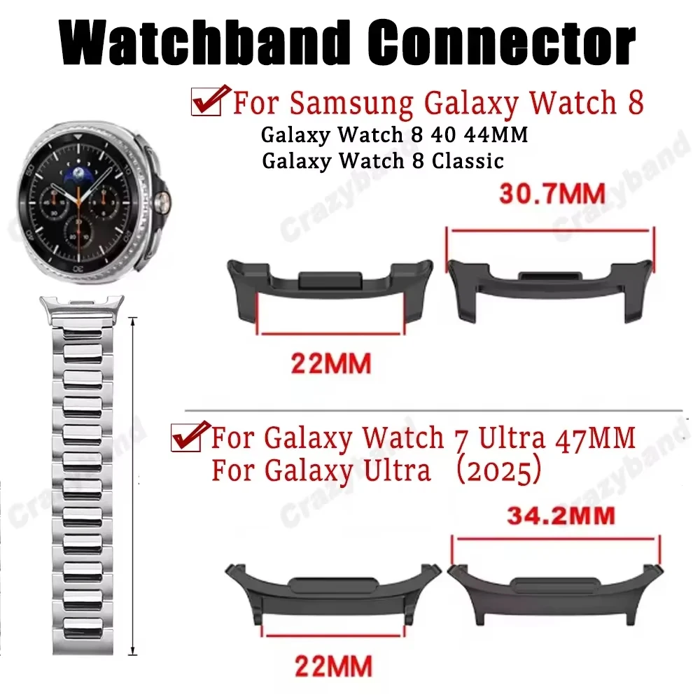 2 Stück Adapter für Samsung Galaxy Watch 9 40/44mm 8 Classic 46mm Uhrenarmband Metallverbinder 20mm 22mm Armband Smartwatch Zubehör – Detail 2