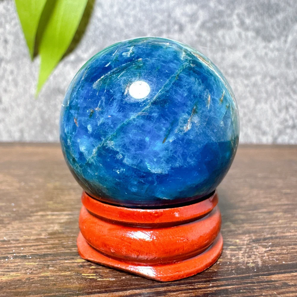 Blue Apatite Natural Gemstone Ball Shimmer Effect Home Room Decor Crystal Healing Gift for Altar
