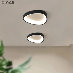 Minimalist Triangle Round LED Ceiling Lamps For Bedroom Living Room Corridor Balcony Entrance Lighting Modern Black White Lights