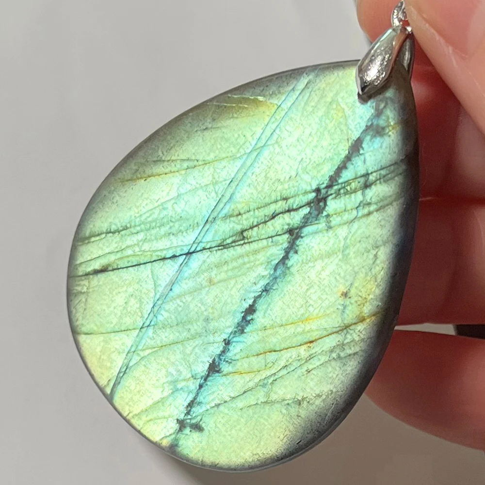 Necklace Pendant Natural Stone Irregular Shape Bead Green Purple Red Orange Labradorite  Pendant for Women Men Jewelry 1Pcs