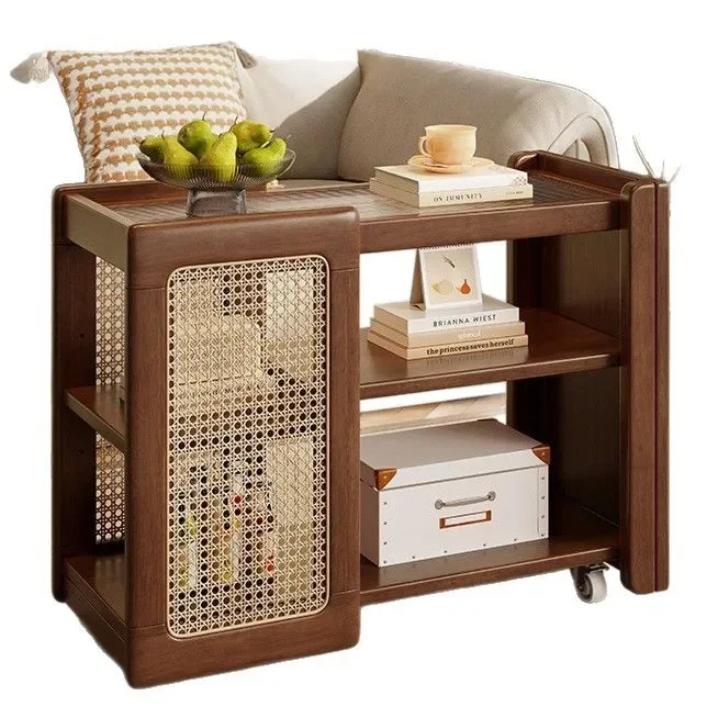 Solid wood multi-functional artistic modeling, side living room Nordic sofa side, simple home use, side cabinet trolley