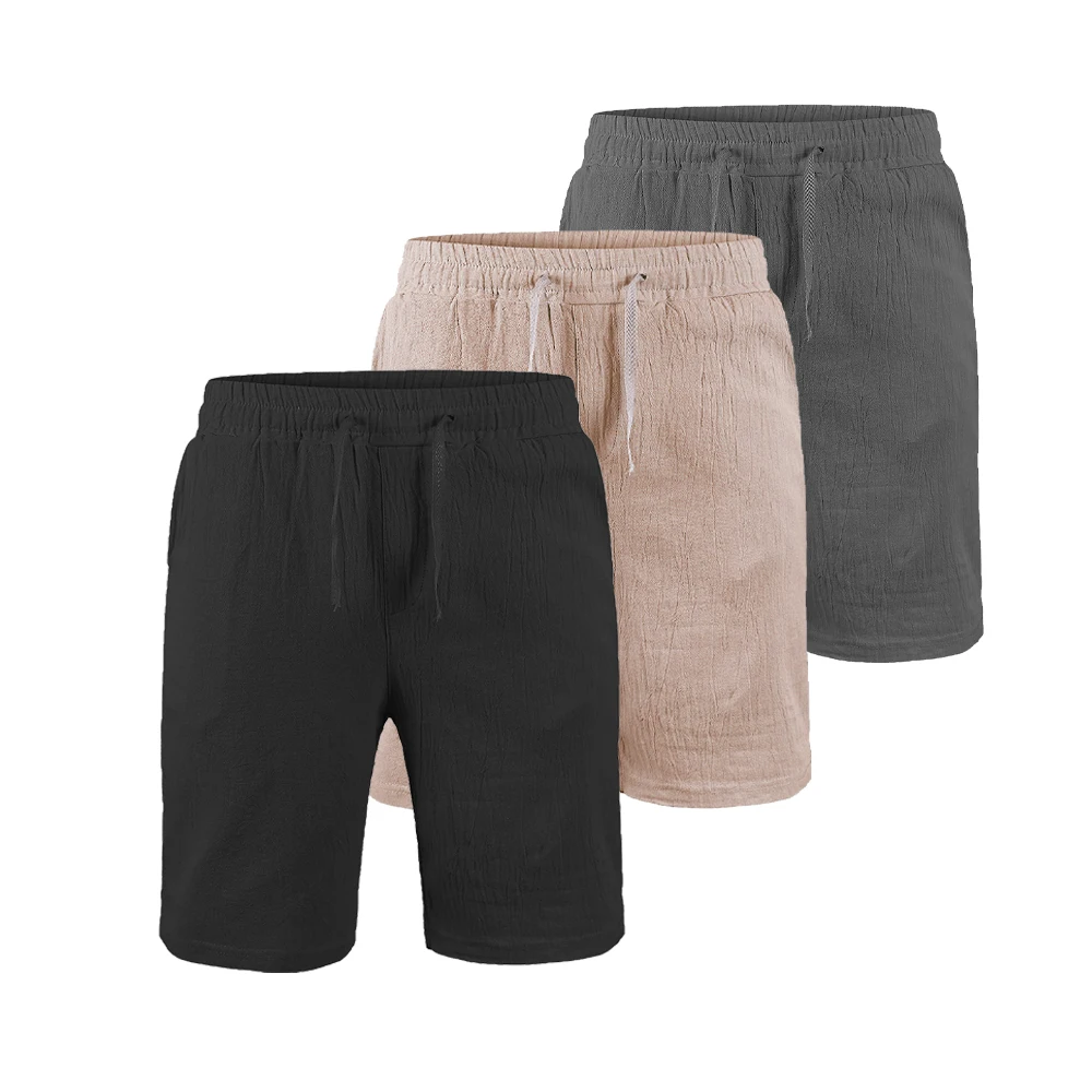 Cotton Linen Shorts Men Five-point Sports Short Breathable Simple Pants Summer Thin Casual Shorts Solid Color Elastic Pant