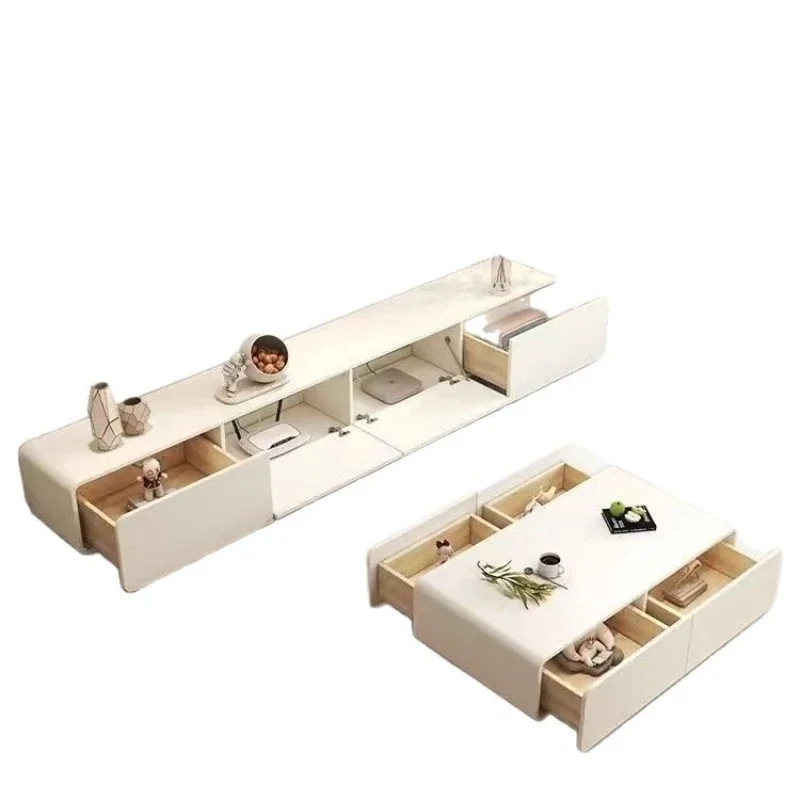 

Modern new cream wind TV cabinet, hollow TV cabinet on the back