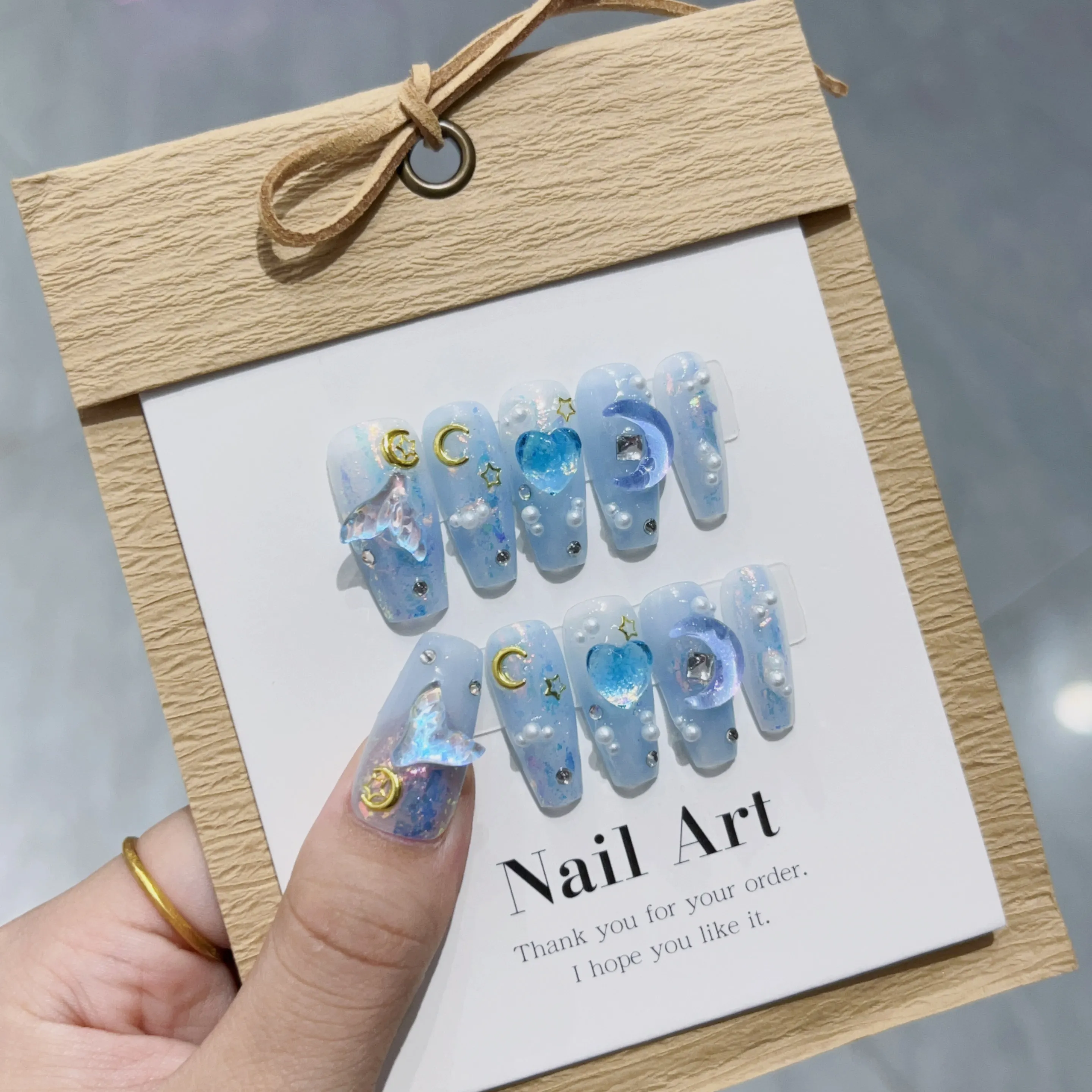 

Mermaid Princess Theme Handcrafted and Artisanal Press on Nails Luxurious and Gorgeous Style No.EM24352