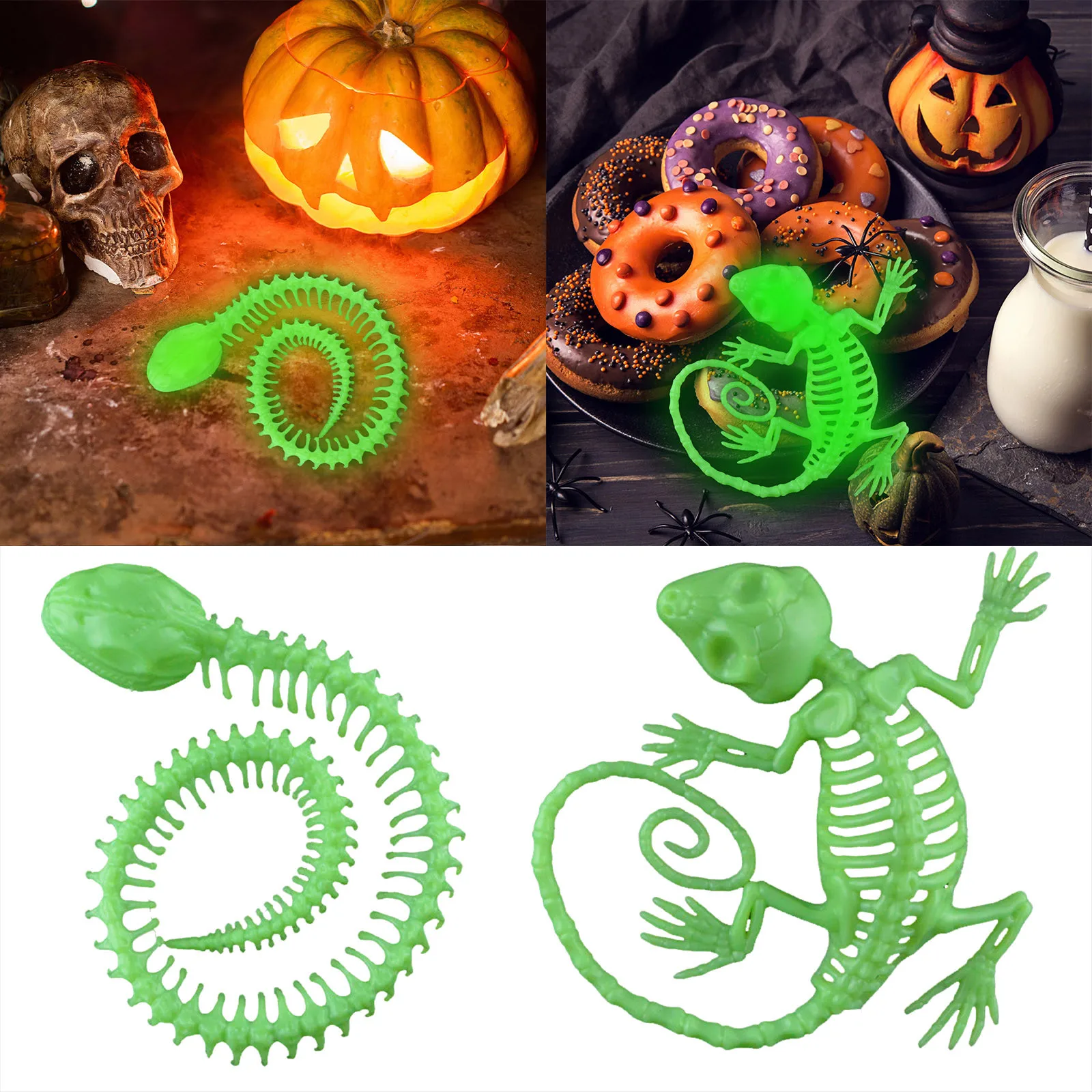 هالوين الهيكل العظمي الدعائم الهيكل العظمي أبو بريص زينة الهالوين زاحف ديكور حزب الدعائم ألعاب 4 أشهر