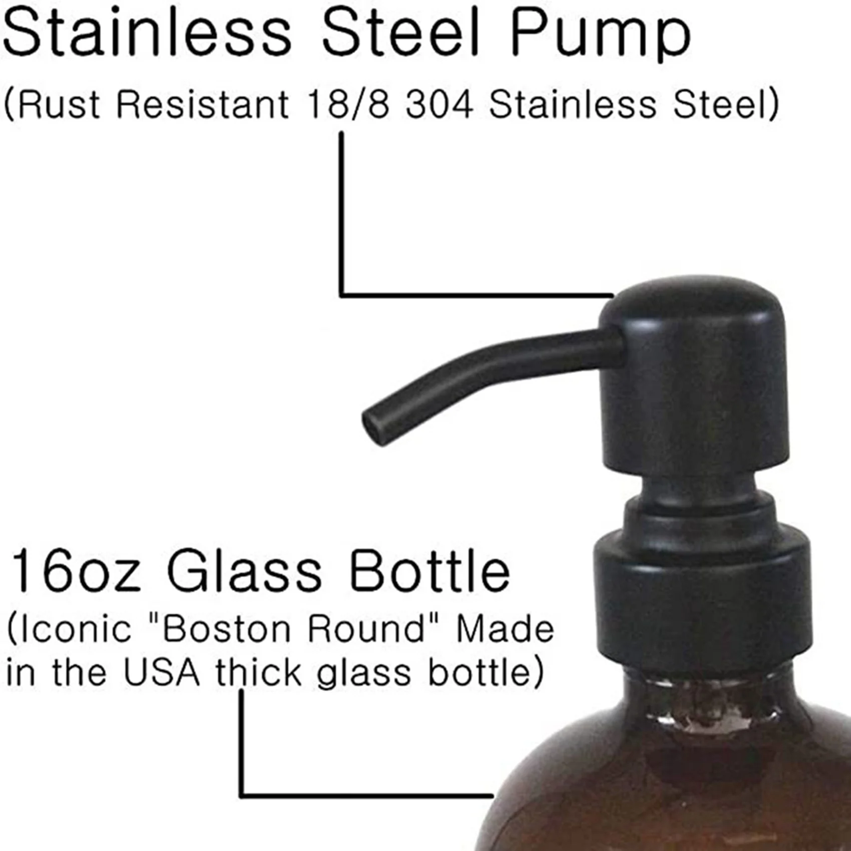 

N84R 4X Glass 18 Oz Hand Glass Bottle Stainless Steel Push-Type Dispensing Bottle Soap Dispenser